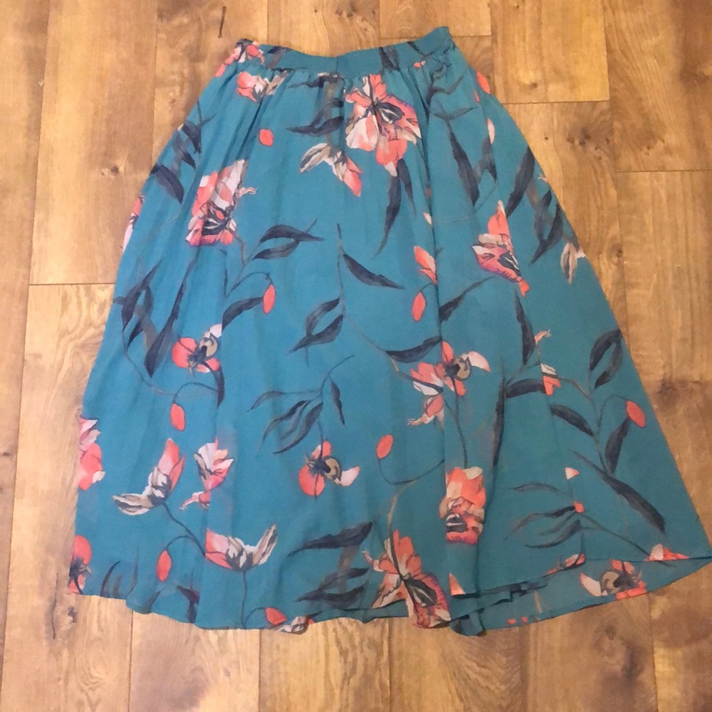 Turquoise and Pink Pleated Skirt